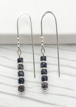 Black Jasper Silver Dangles