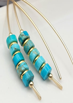 Turquoise Jasper and Gold Threaders